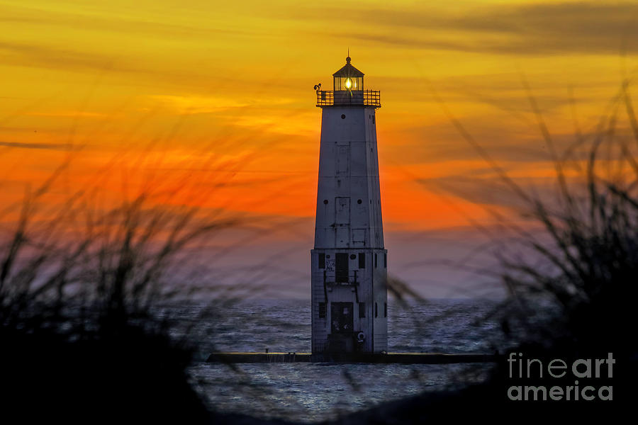 Frankfort Lighthouse Sunset -0845 Photograph by Norris Seward