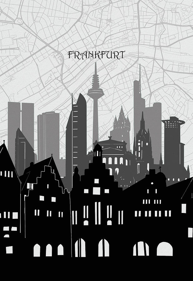 Frankfurt Cityscape Map Digital Art