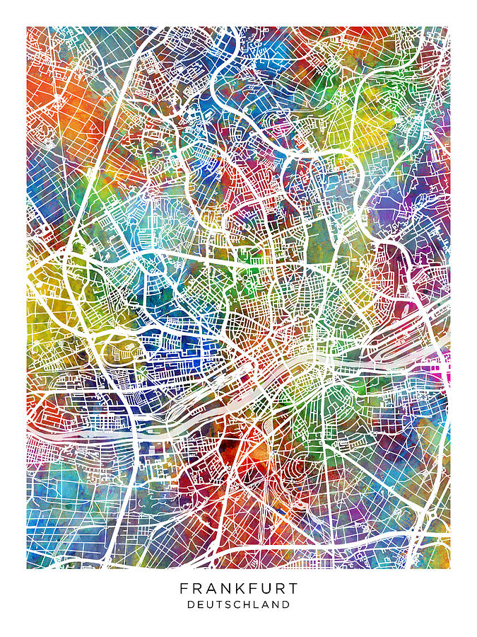 Frankfurt Digital Art - Frankfurt Germany City Map #49 by Michael Tompsett