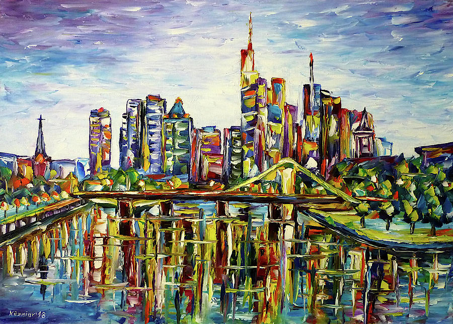 Frankfurt, Skyline Painting by Mirek Kuzniar