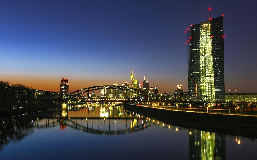 Frankfurt Sunset Skyline Photograph by Norma Brandsberg