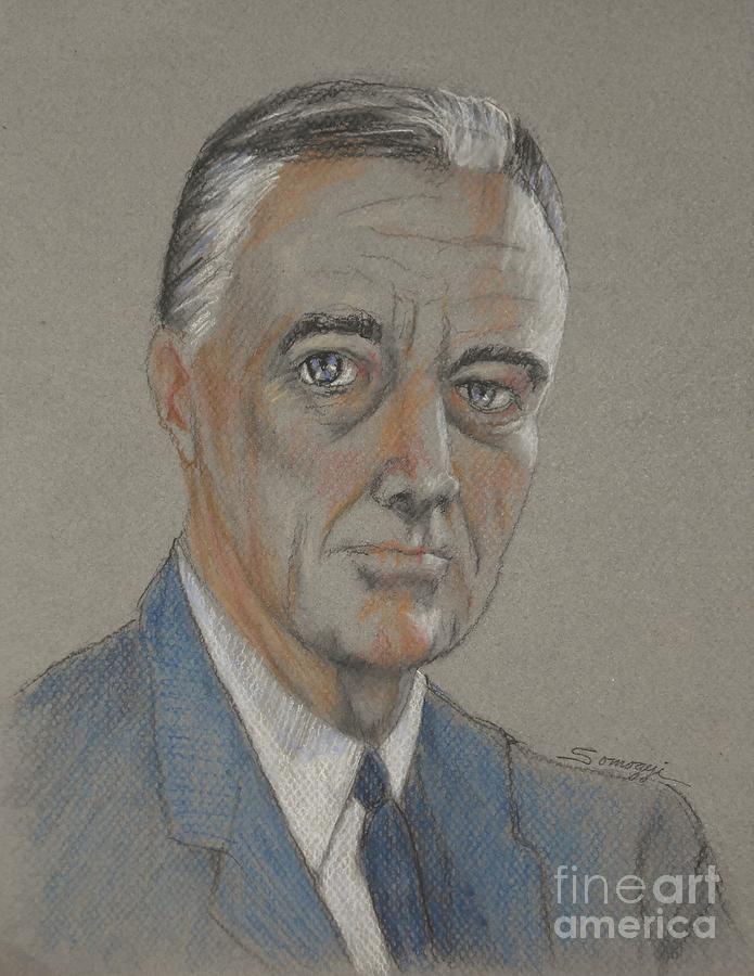 Franklin D. Roosevelt Drawing by Jayne Somogy