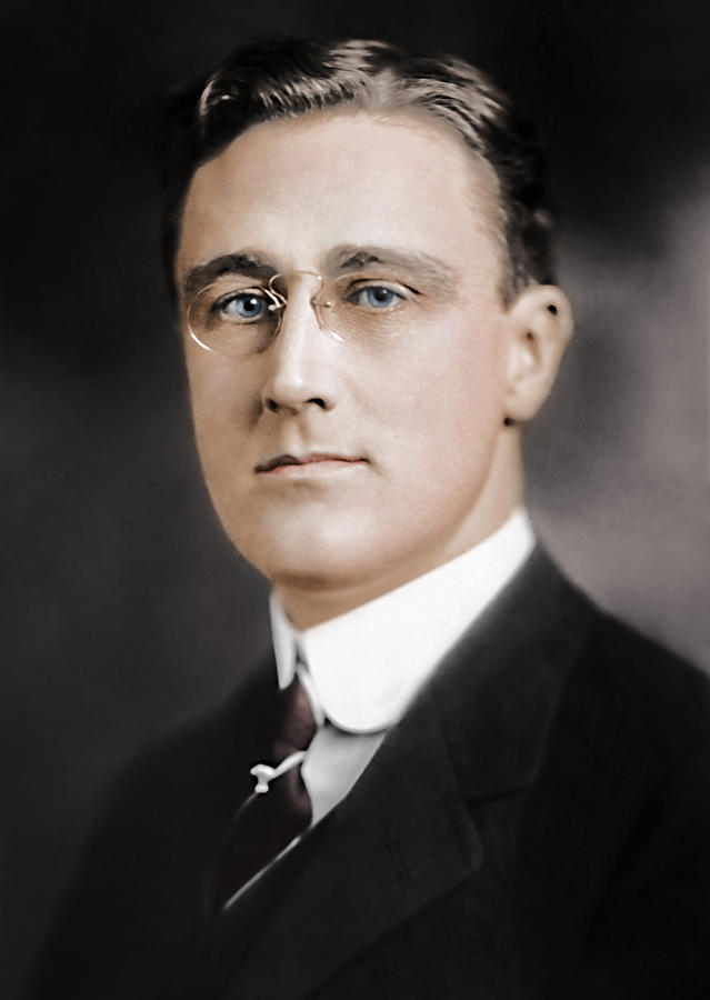 Franklin Roosevelt - Assistant Secretary of the Navy - Colorized Photograph by War Is Hell Store