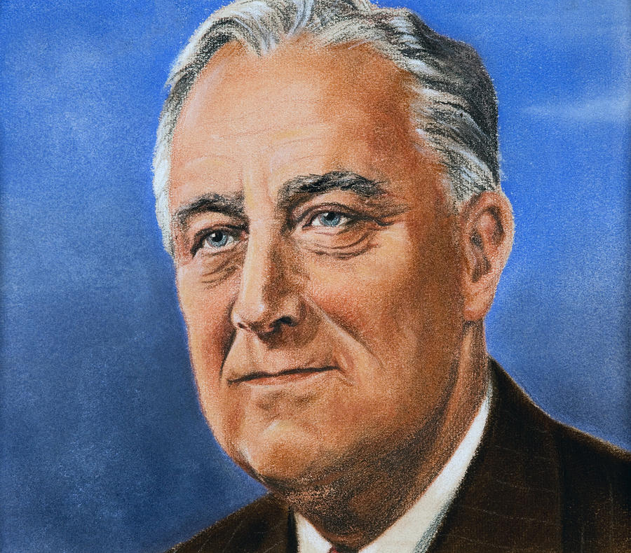 Franklin Roosevelt Portrait - William Timym Painting by War Is Hell Store