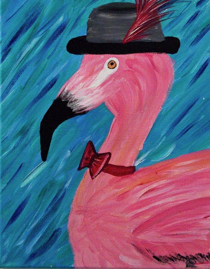 Flamingo Painting - Franklin the Formal Flamingo by Linda Steele