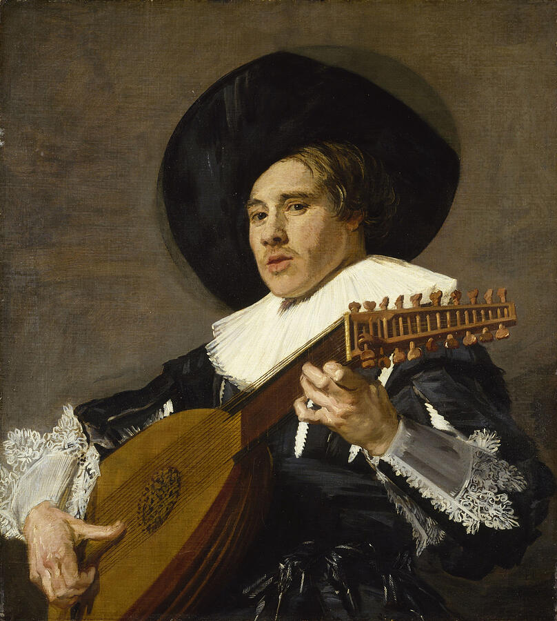 Portrait Painting - Frans Hals - The Lute Player c.1630 by MotionAge Designs