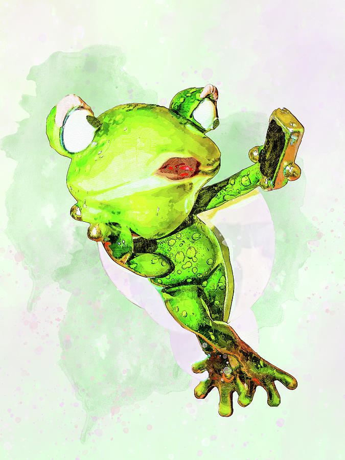 Fransesca the Frog Selfie Mixed Media by Pamela Williams