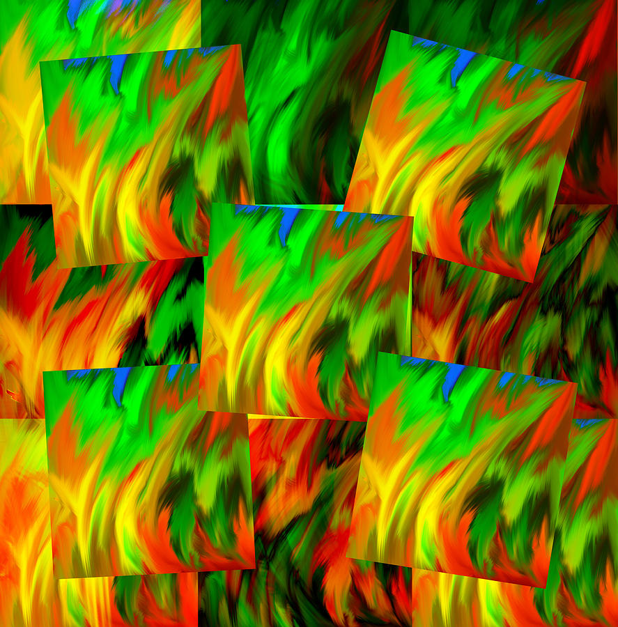 Frantic Abbey Squares Green Digital Art by Gayle Price Thomas