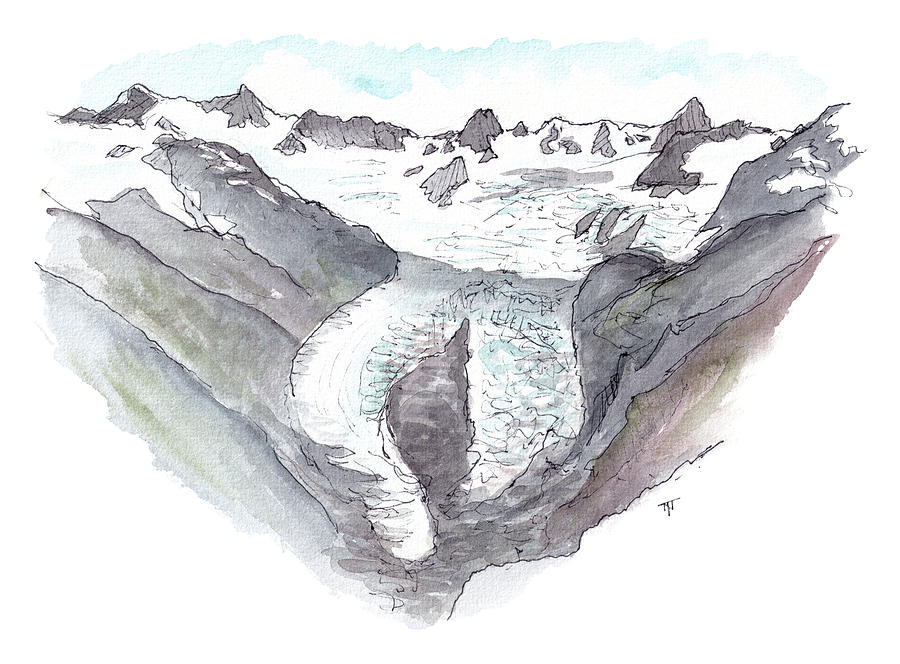 Franz Josef Glacier from Alex Knob Painting by Tom Napper