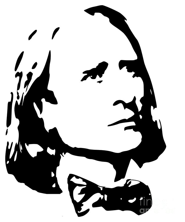 Franz Liszt Black On White Digital Art By Megan Miller Pixels