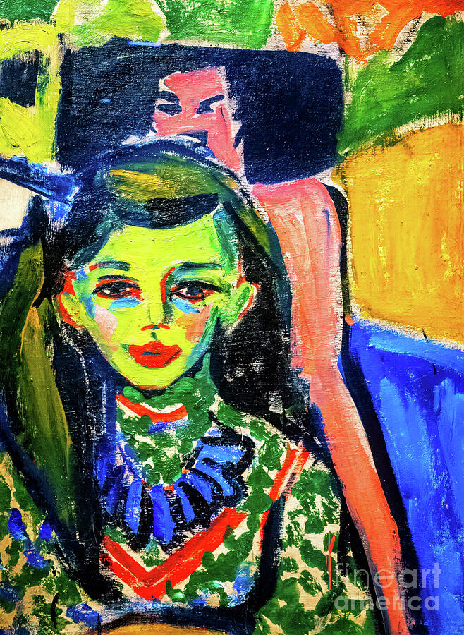Franzi in Front of Carved Chair by Ernst Ludwig Kirchner 1910 Painting by Ernst Kirchner