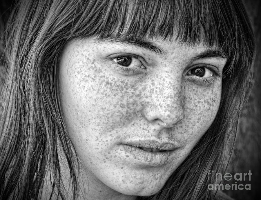 Freckle Face Close Up III black and white version  Photograph by Jim Fitzpatrick