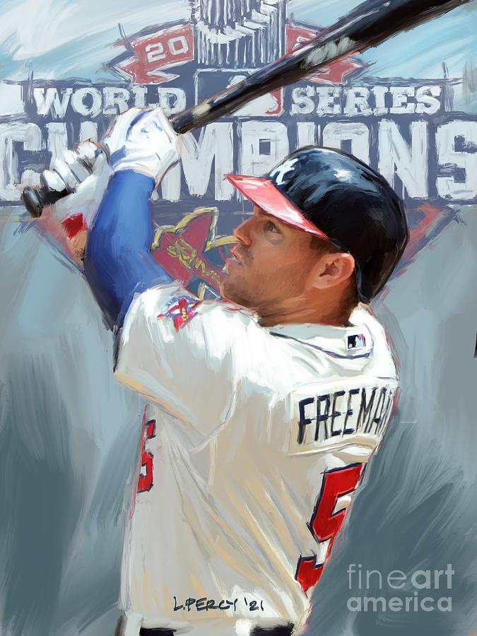 Freddie Freeman - Braves Painting by Lee Percy