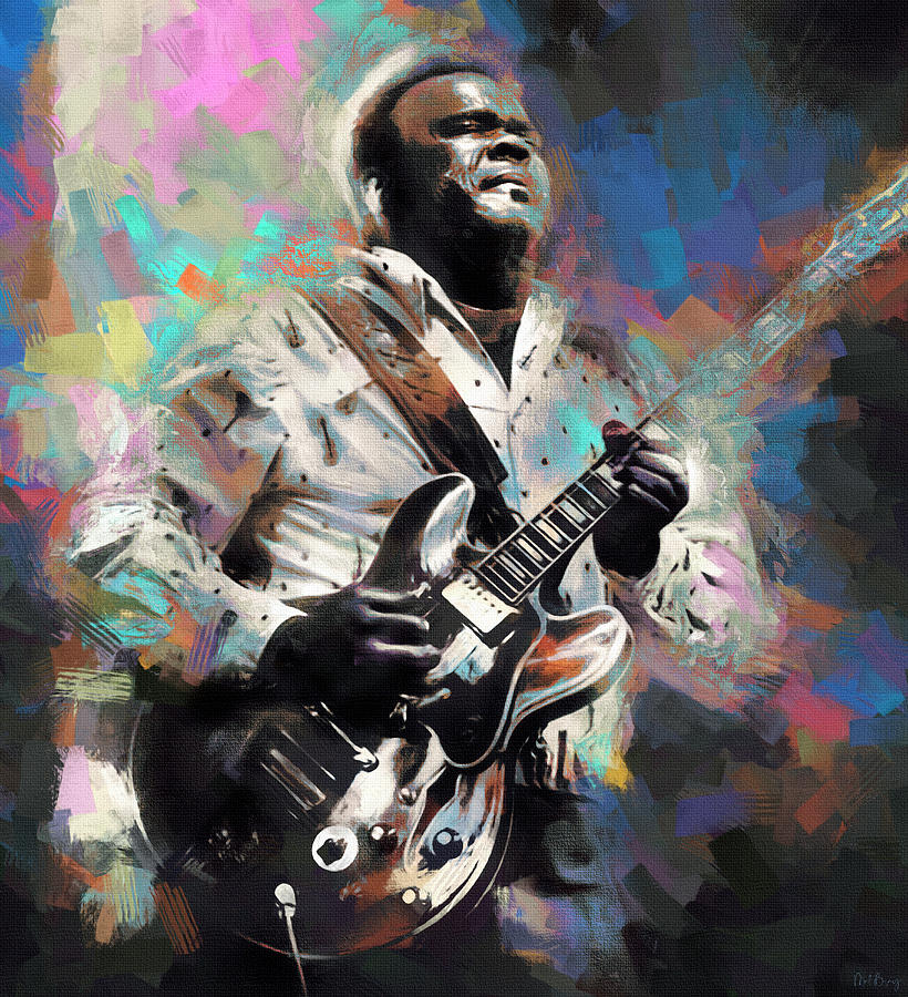 Freddie King Blues Guitar Mixed Media by Mal Bray