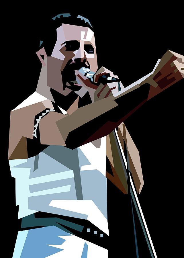 Freddie Mercury Sing Wpap Digital Art