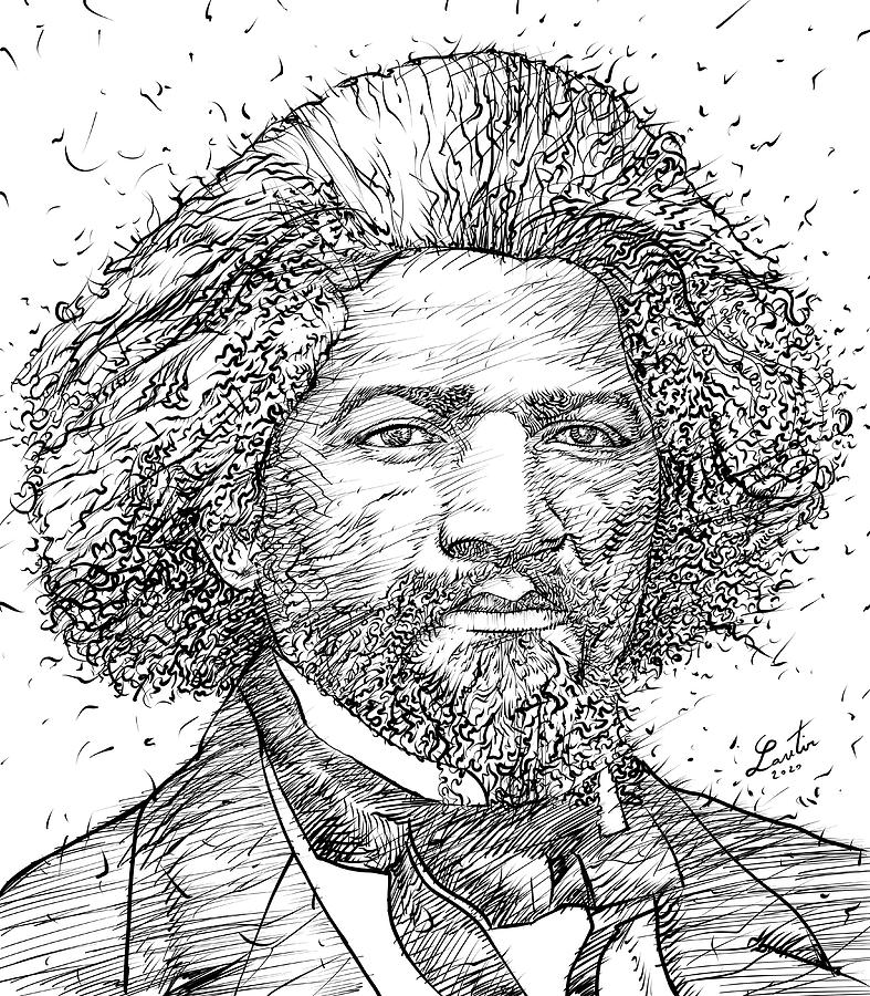 Frederick Douglass Ink Portrait 1 Drawing By Fabrizio Cassetta