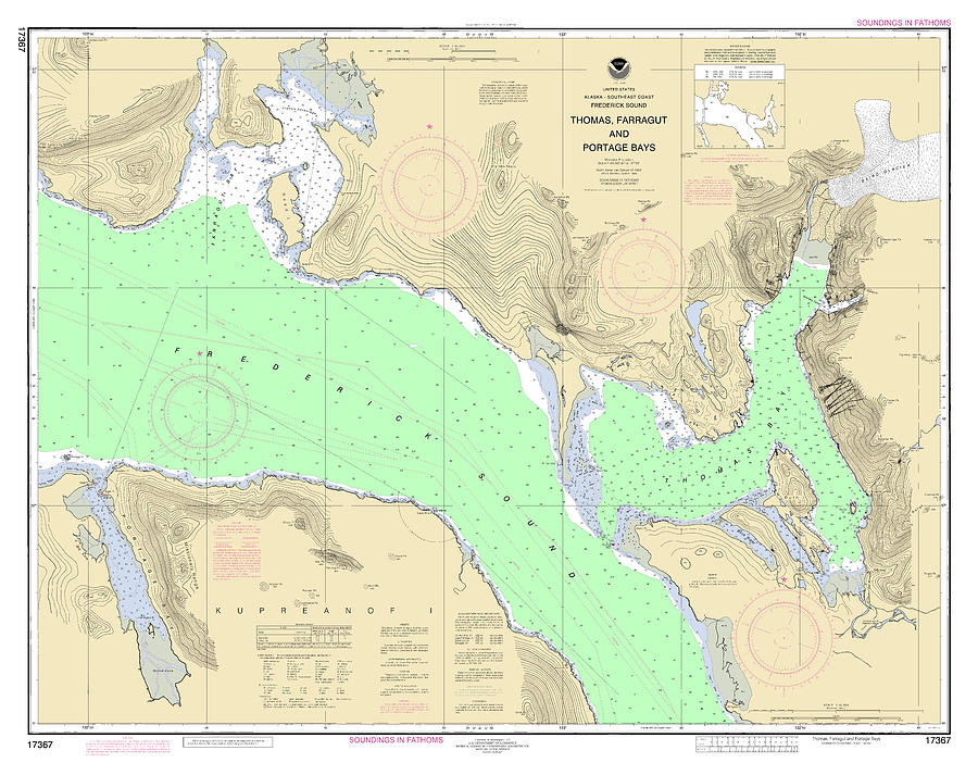 Frederick Sound Thomas, Farragut And Portage Bays Alaska, Noaa Chart 