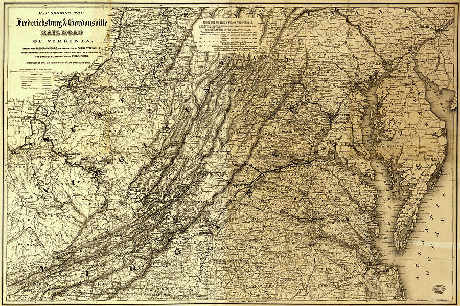 Transportation Drawing - Fredericksburg and Gordonsville Rail Road 1869 by Vintage Maps