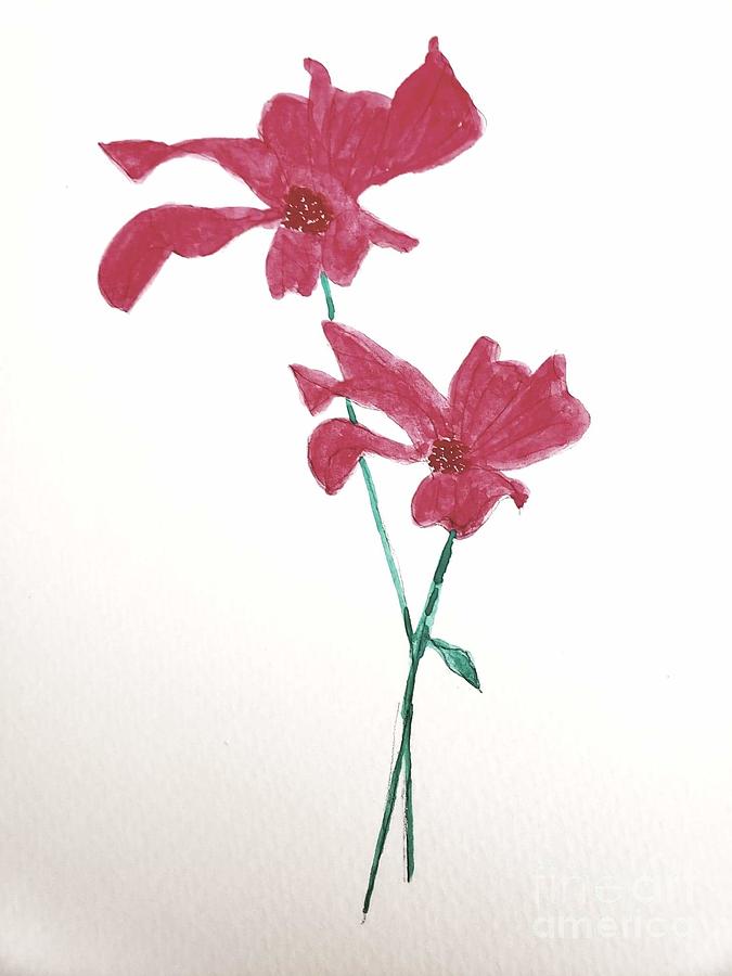 Free as a Blooming Red Flower Painting by Margaret Welsh Willowsilk
