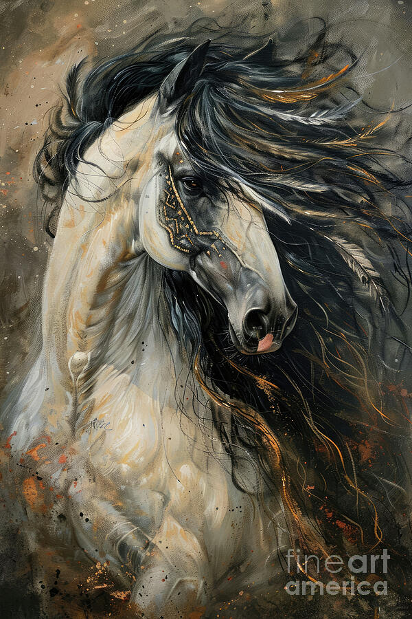 Horse Painting - Free Flowing Arabian by Tina LeCour