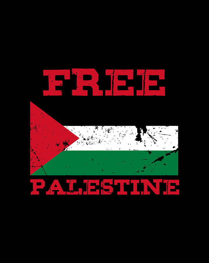 Free Palestine With Graphic Vintage Palestinian Flag Drawing by Lucy Wilk