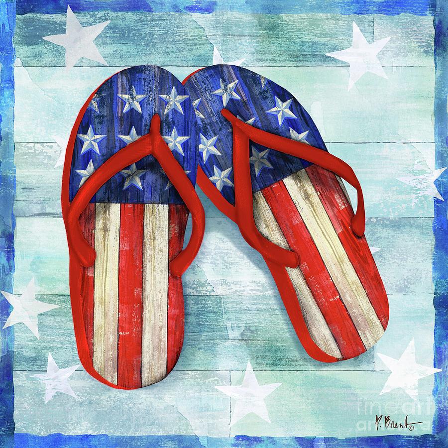 Watercolor Painting - Freedom Flip Flops I by Paul Brent