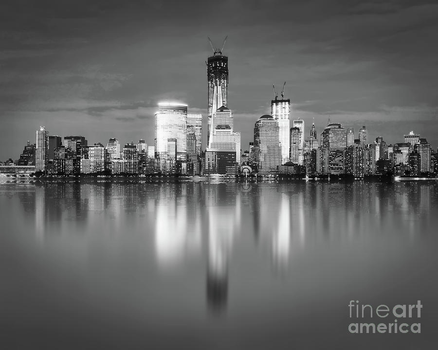 Black And White Photograph - Freedom tower black and white by Delphimages Photo Creations