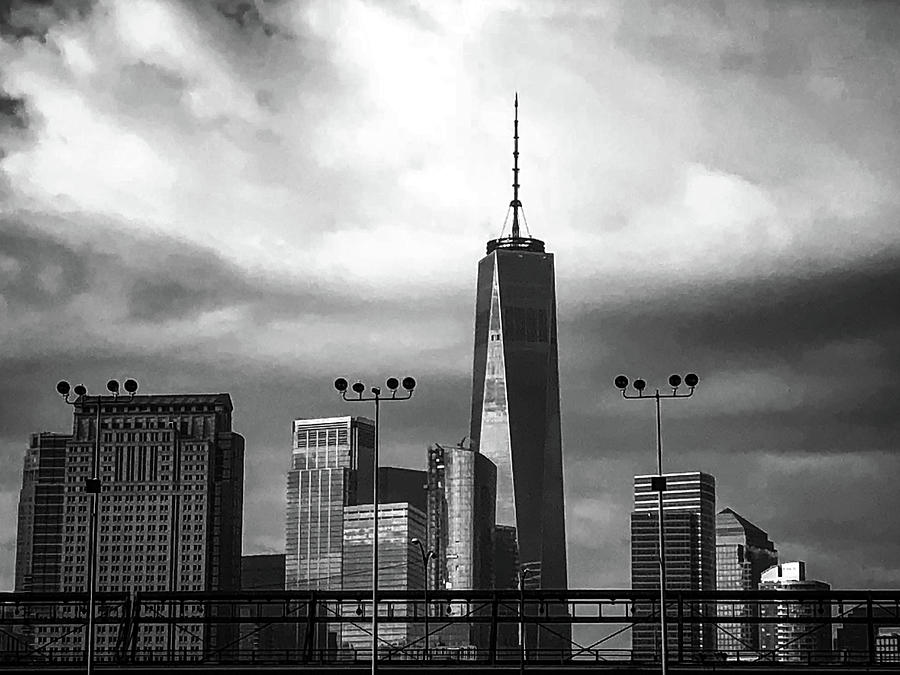 Freedom tower in black and white Photograph by Jim Feldman