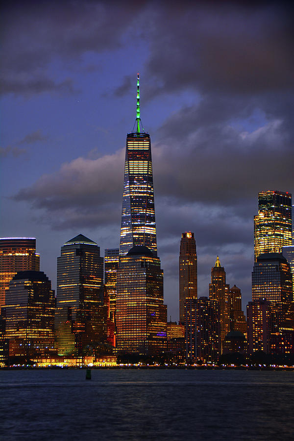 Freedom Tower with Green Lights Photograph by Raymond Salani III