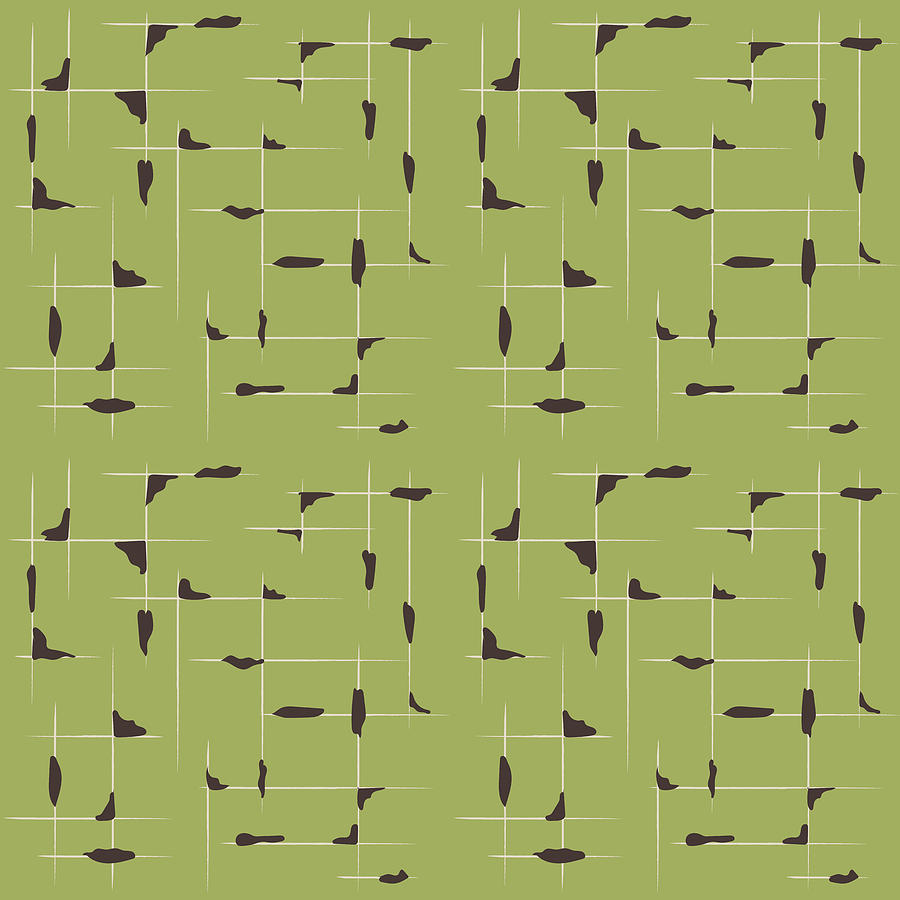 Freehand Line Pattern - Sheen Green Digital Art