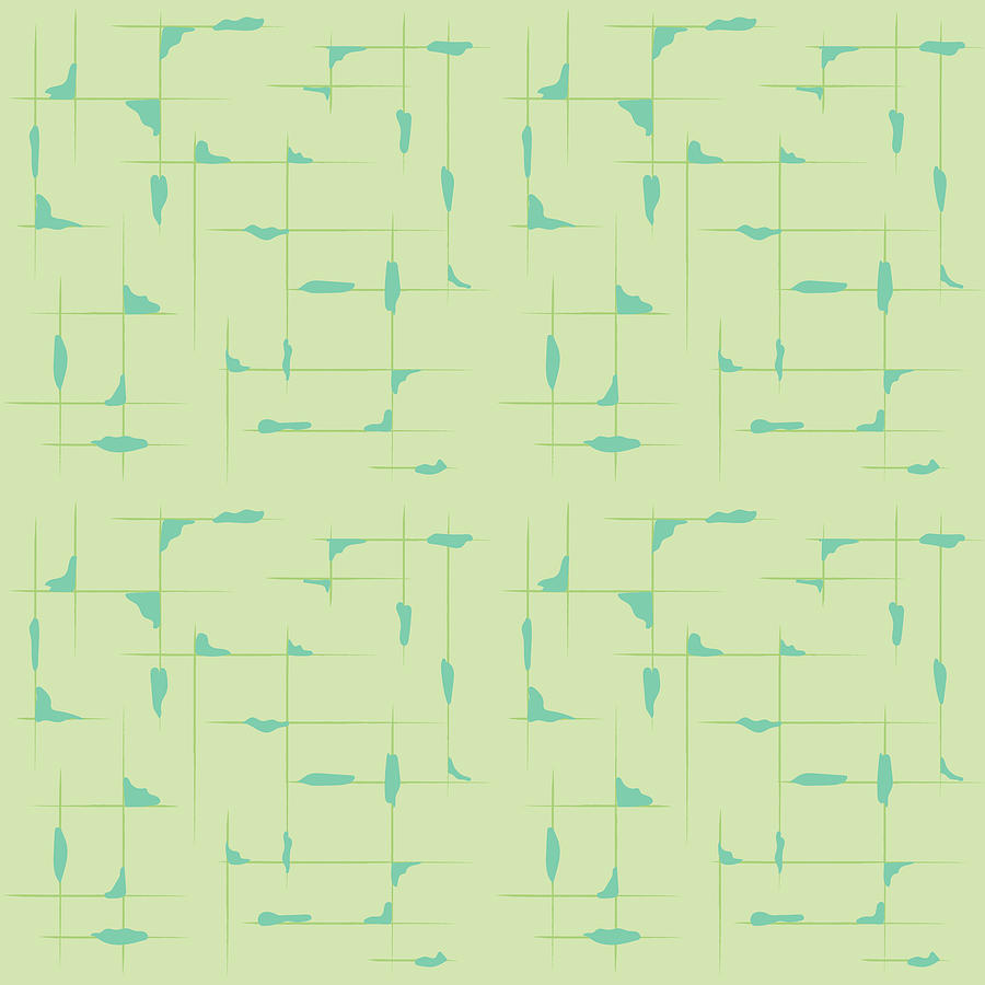 Freehand Line Pattern - Tea Green  Digital Art by Studio Grafiikka
