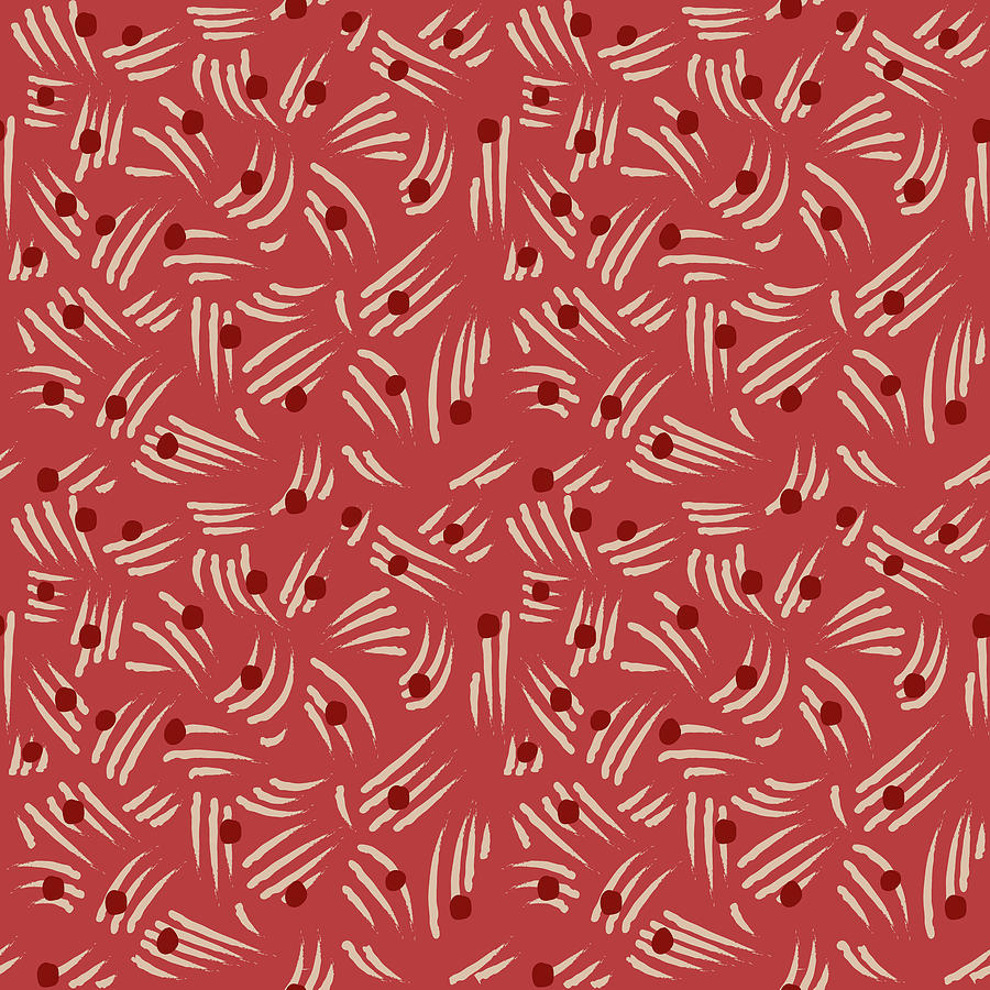 Freehand Lines And Dots Pattern - Raspberry Digital Art