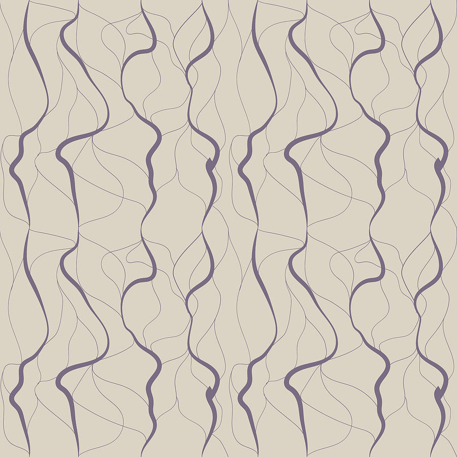 Freehand Wavy Line Pattern - Light Taupe Digital Art