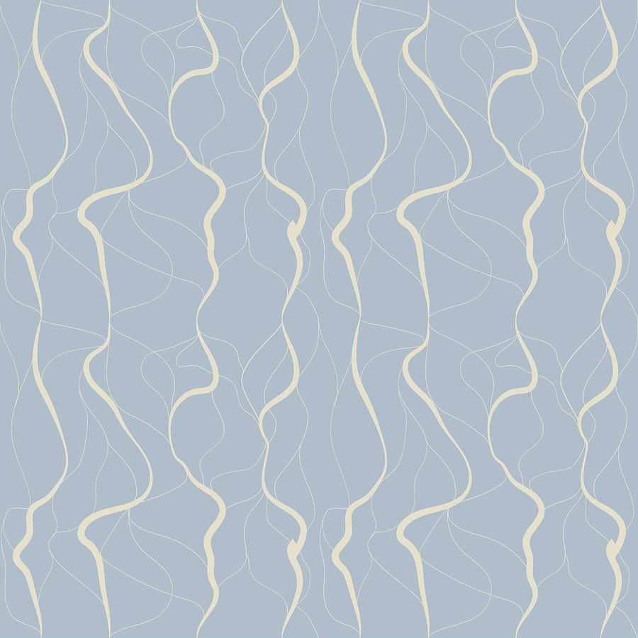 Freehand Wavy Line Pattern - Sky Blue Digital Art