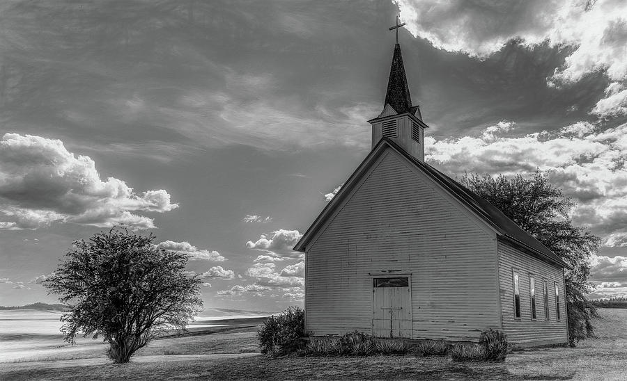 Freeze Church, Black and White Photograph by Marcy Wielfaert