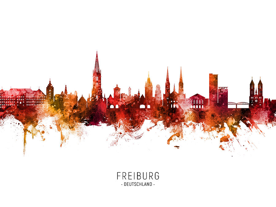 Freiburg Germany Skyline #11 Digital Art by Michael Tompsett