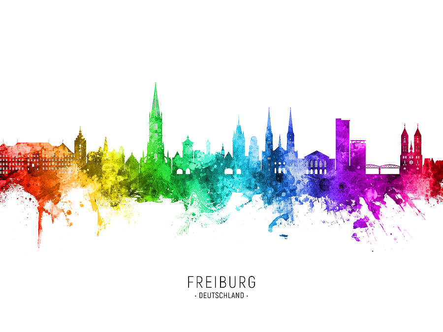 Freiburg Germany Skyline #24 Digital Art by Michael Tompsett