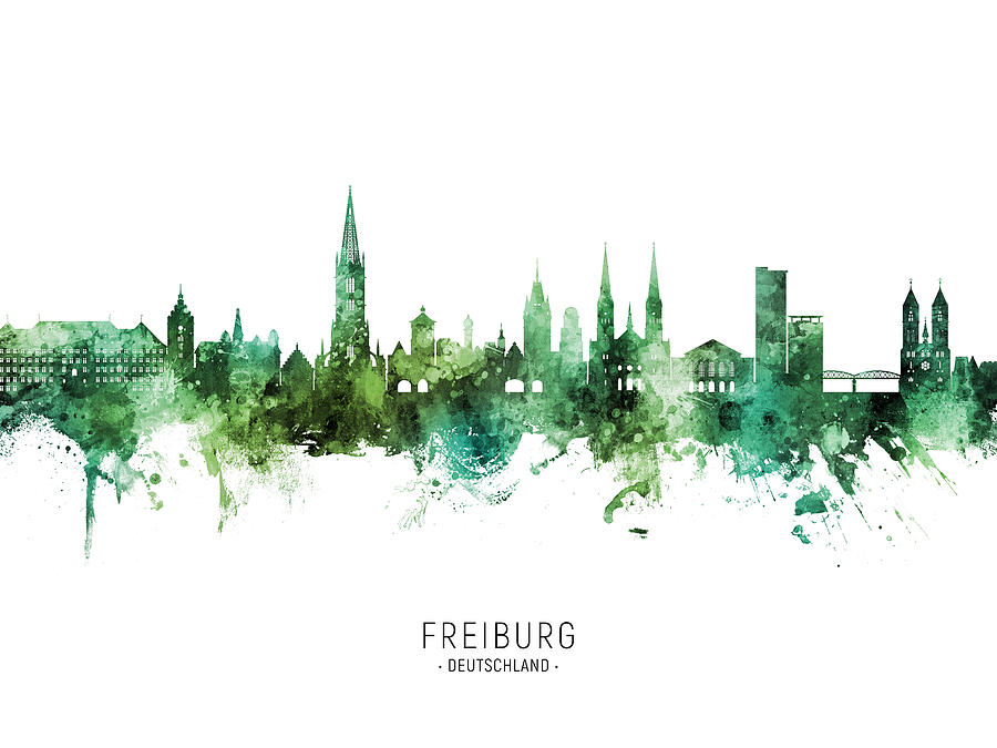 Freiburg Germany Skyline #75 Digital Art by Michael Tompsett