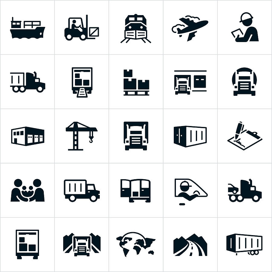 Freight Transport Icons Drawing by Appleuzr
