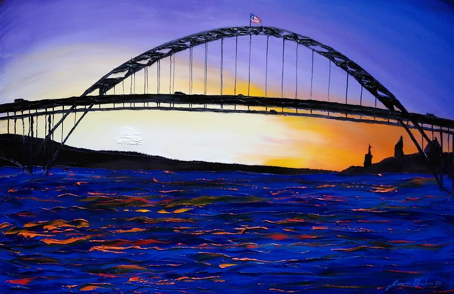Fremont Bridge At Dusk #25 Painting by James Dunbar