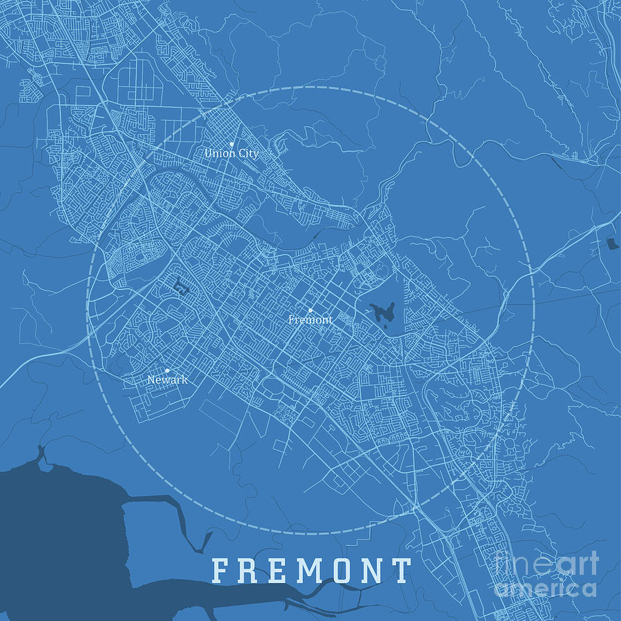 Fremont CA City Vector Road Map Blue Text Digital Art By Frank Ramspott   Fremont Ca City Vector Road Map Blue Text Frank Ramspott 