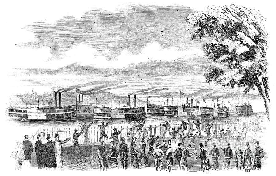 Fremont Flotilla, 1861 Drawing by Alexander Simplot