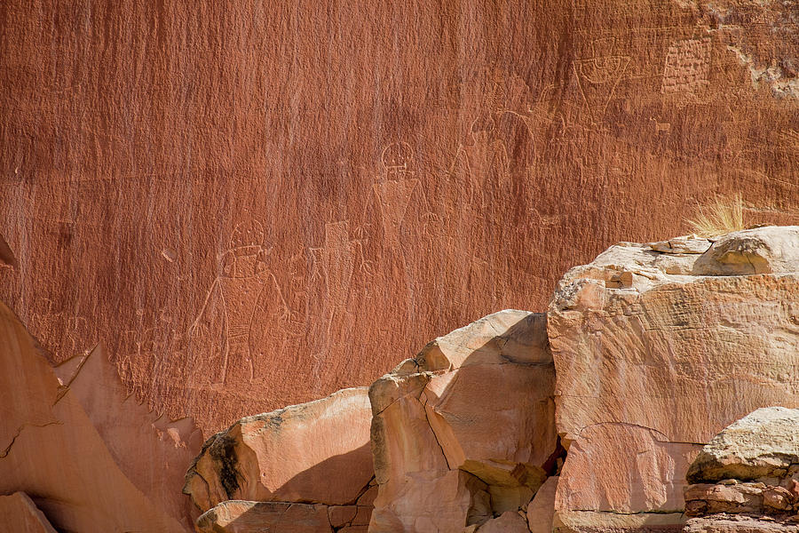Fremont Petroglyphs etched into sandstone cliffs Photograph by David L Moore