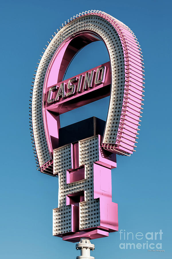 Las Vegas Photograph - Fremont Street Horseshoe Casino Sign Afternoon Pink  by Aloha Art
