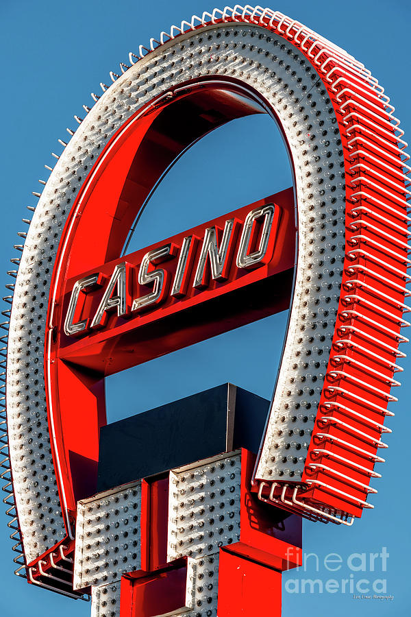 Las Vegas Photograph - Fremont Street Horseshoe Casino Sign Afternoon Zoom by Aloha Art