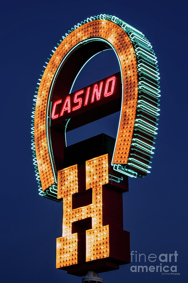 Fremont Street Horseshoe Casino Sign Dusk Photograph by Aloha Art