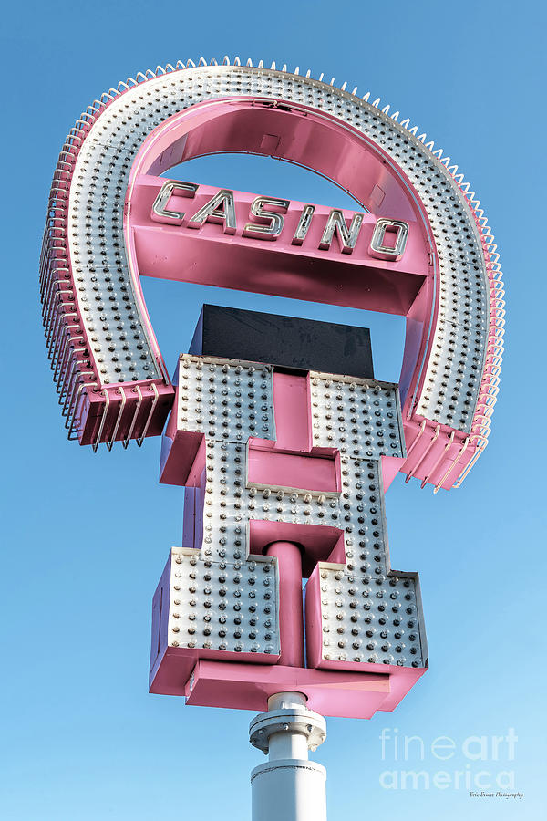 Las Vegas Photograph - Fremont Street Horseshoe Casino Sign Front Afternoon Pink  by Aloha Art