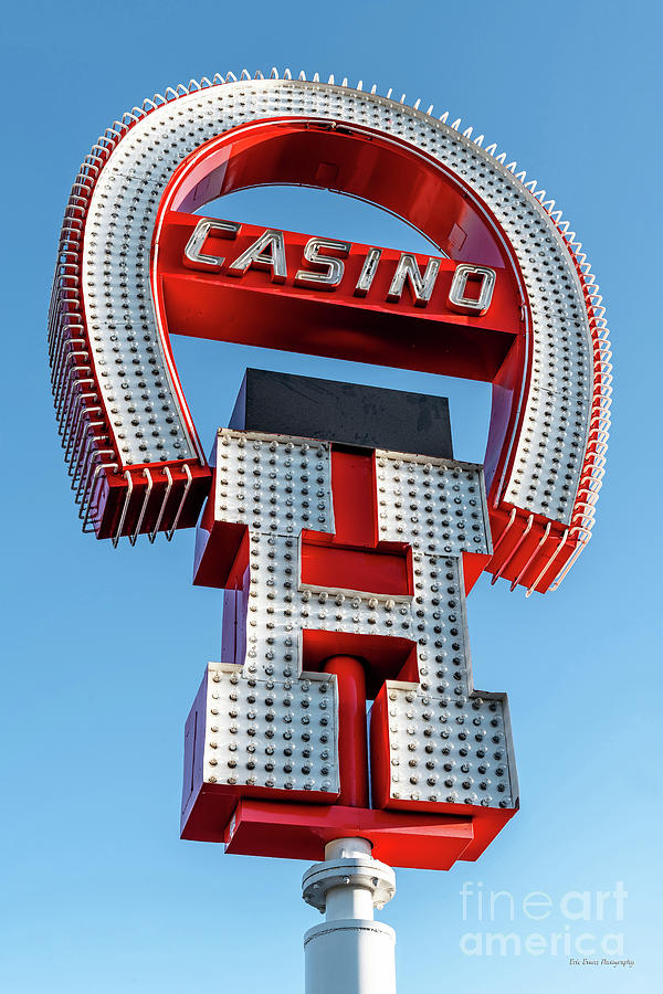 Las Vegas Photograph - Fremont Street Horseshoe Casino Sign Front Afternoon Red by Aloha Art
