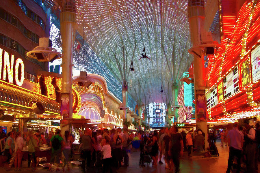 Las Vegas Mixed Media - Fremont Street life under the canopy, Las Vegas by Tatiana Travelways