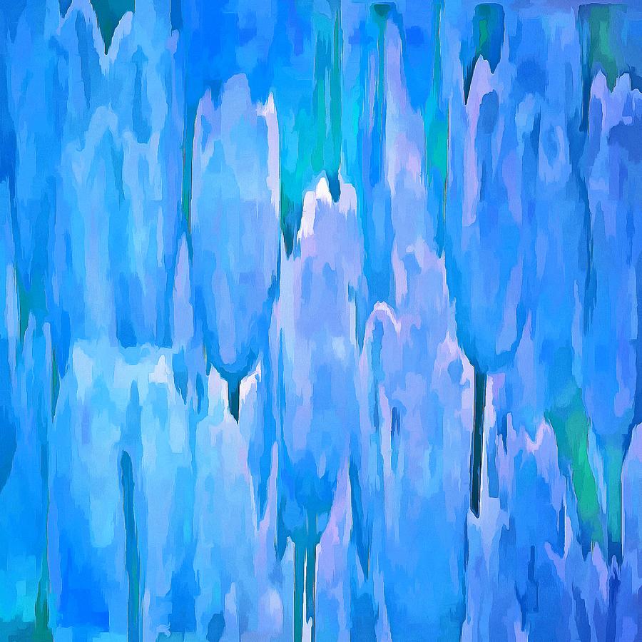 French Blue Tulips Abstract Floral Pattern Painting by Taiche Acrylic Art
